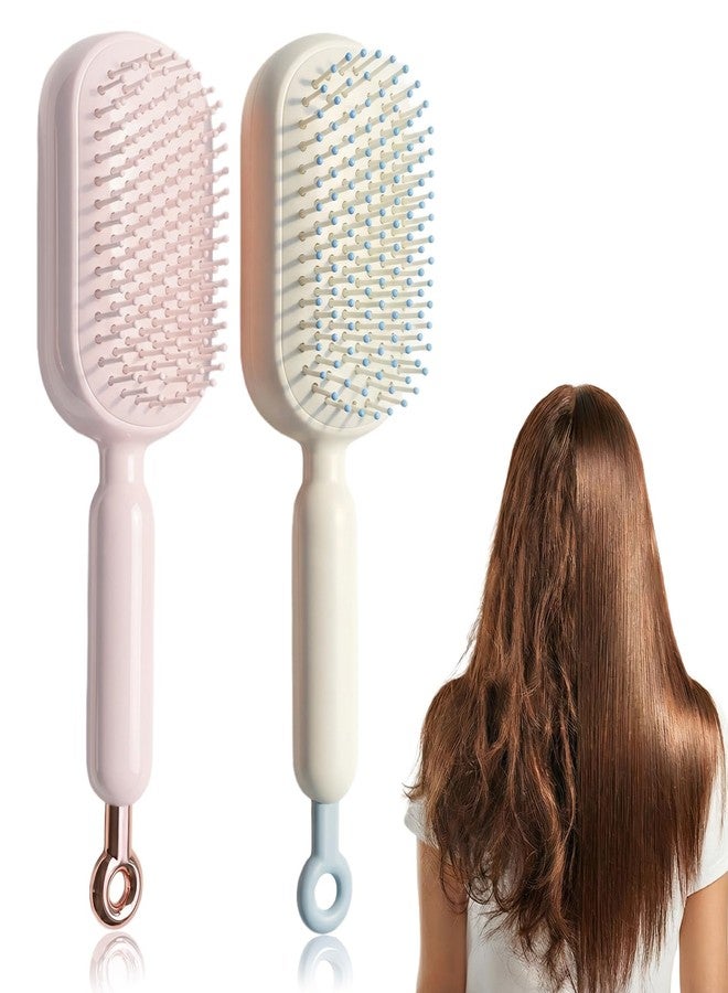 Plman 2PCS Retractable Cushion Massage Comb, Self Cleaning Hair Brush for Women, Anti-Static Massage Comb for Reduces Breakage, Smooth Clean Detangling Comb, Pull Ring Hair Brush for All Hair Types - Image 1